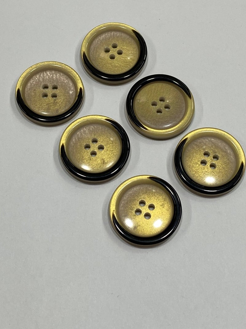 Karan Tuhafiye Karan Haberdashery Trench Coat and Jacket Button / 6 Piece Set / Enamel Coated / Black Throw / Linen Color - Image 1