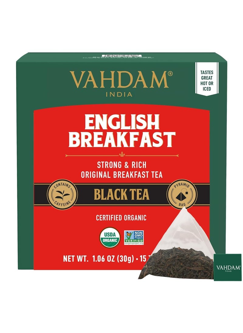 Organic English Breakfast Black Tea Bags 15 Count High Caffeine Strong and Robust Coffee Replacement Individually Wrapped - pzsku/ZE86A3F15D4F6F8CA30DFZ/45/_/1739613093/9740155f-e88e-444d-9b5f-e00e6e882f17