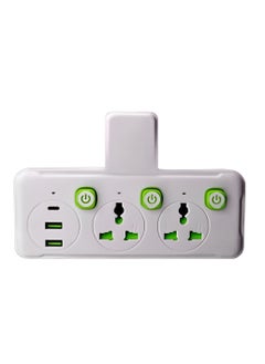 Generic Safety Power Socket ,  Power Strip Surge Protector , model K03 , 10A  | Multi Power Electrical Socket Strip Plug Extension Socket with 2 Outlets 2500 W , 2 USB Port and 1 Type-C 