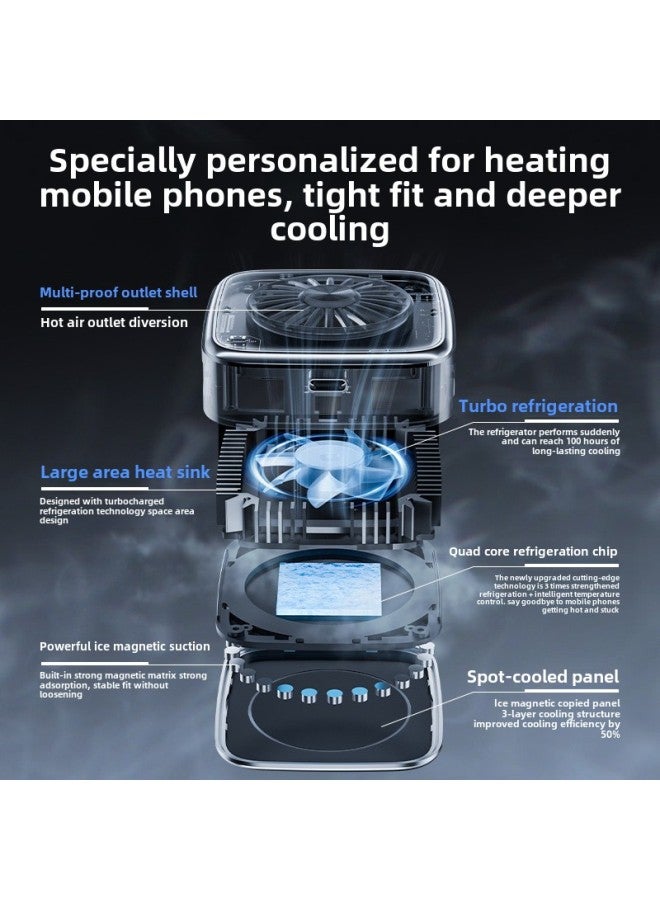 Explosions Radiator Magnetic Suction Mobile Phone Semiconductor Refrigeration Back Clip Electric Competition Cooling For Apple Android Live Trembles-Color:Obsidian Black  - Image 3
