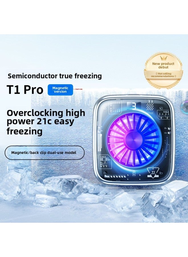 Explosions Radiator Magnetic Suction Mobile Phone Semiconductor Refrigeration Back Clip Electric Competition Cooling For Apple Android Live Trembles-Color:Obsidian Black  - Image 2