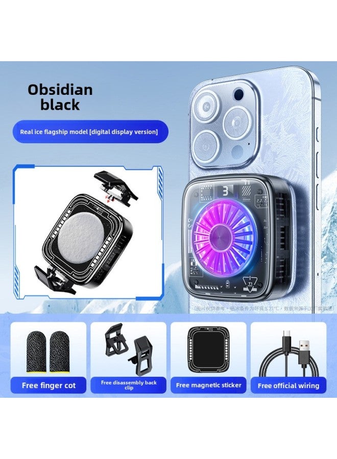 Explosions Radiator Magnetic Suction Mobile Phone Semiconductor Refrigeration Back Clip Electric Competition Cooling For Apple Android Live Trembles-Color:Obsidian Black  - Image 1