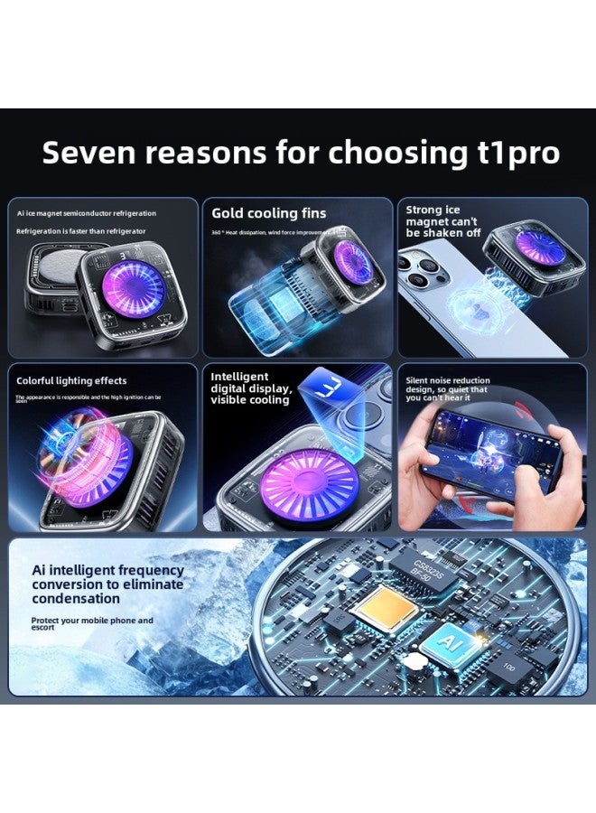 Explosions Radiator Magnetic Suction Mobile Phone Semiconductor Refrigeration Back Clip Electric Competition Cooling For Apple Android Live Trembles-Color:Obsidian Black  - Image 5