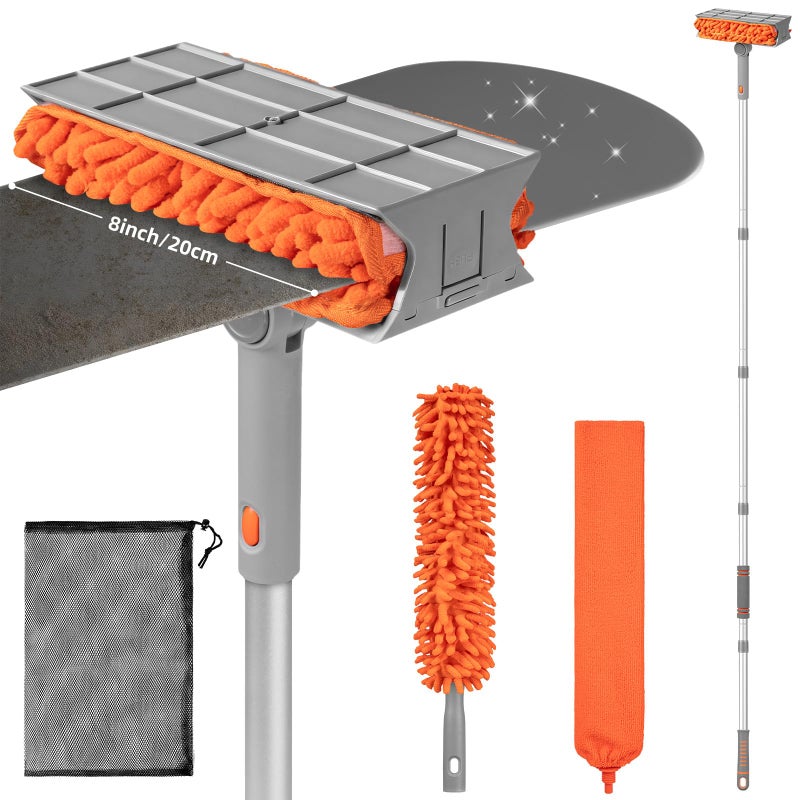 LOVECO Ceiling Fan Cleaner Duster with 6 Ft/77'' Extension Pole Multi-Functional Chenille Duster Cleaner Kit for Cleaning Fan Blade, Baseboard, Blind, Cobweb, High Ceiling Walls - Reusable & Machine Washable - Image 1