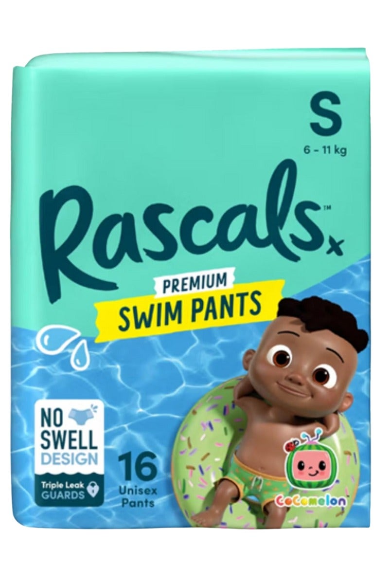 Rascals Cocomelon Premium Baby Swimming Diaper Pants - Advanced Leak Protection Swimming Diaper Pants For Little Swimmers - Extra Stretchy Waistband Swim Pants Size 3 (6-11 Kg) - Pack of 16 - Image 1