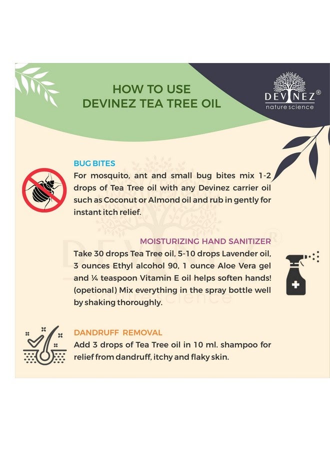 Devinez Tea Tree (Australian) Essential Oil - 250ml, (NABL & IFRA Certified) - 100% Pure Natural & Undiluted Therapeutic grade in Anodized Aluminum Bottle - for Hair care, Pimples, Acne, Scars, Skin, Face & Anti-Dandruff - Image 5