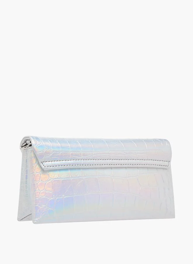 سيليست Women Embellshed Crossbody Bag with Chain Strap and Flap Closure