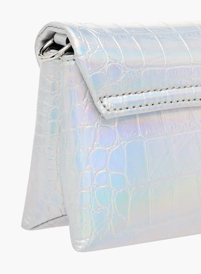 سيليست Women Embellshed Crossbody Bag with Chain Strap and Flap Closure