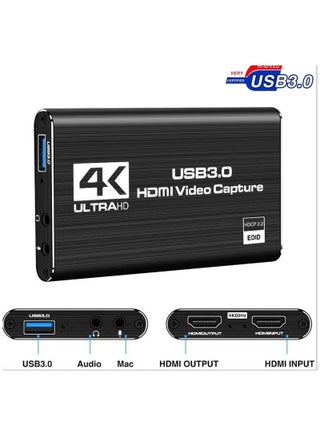 4K HDMI Capture Card for Streaming, Full HD 1080P 60FPS USB Cam Link Game Audio Video Capture Card Nintendo Switch/PS5/3ds/Xbox/PS4 (Black) - view 3