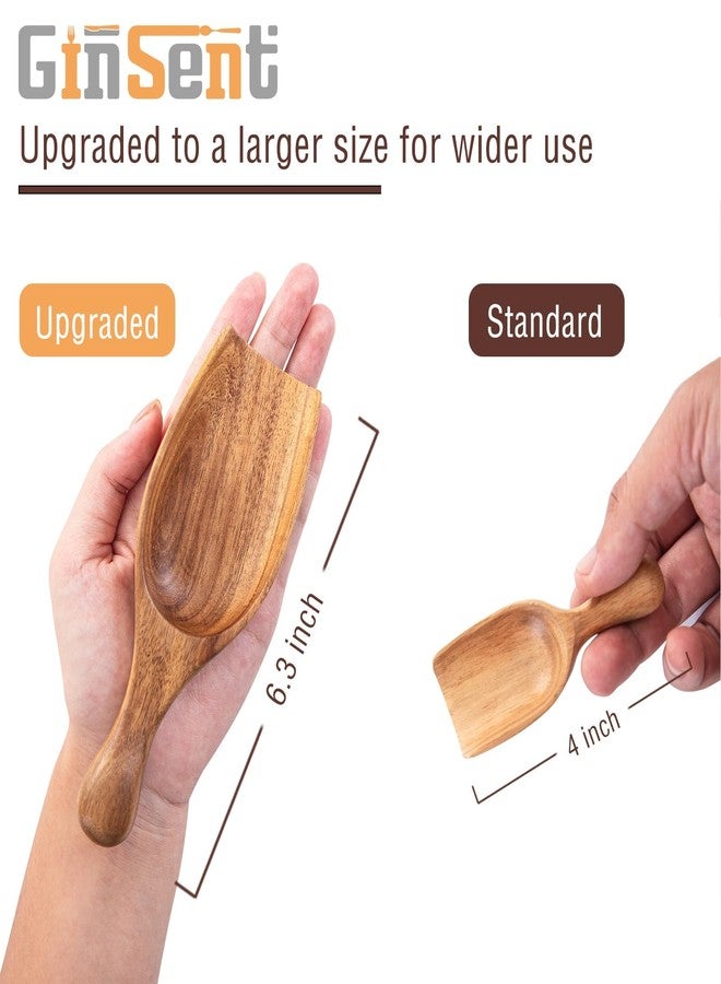 GinSent Wooden Coffee Scoop, 6.3 Inch Large Ground Coffee Scoop, Acacia Wood Wooden Scoop Coffee Spoons for Jars Canisters, Bath Salts, Tea, Sugar, Laundry Detergent - Image 2