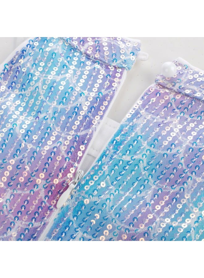 GRACE KARIN Girls Halter Neck Sequin Dress 6-14Y Kids Fancy Formal Party Prom Sparkly Pageant Birthday Graduation Dresses, Mermaid, 10-12 Years - Image 3