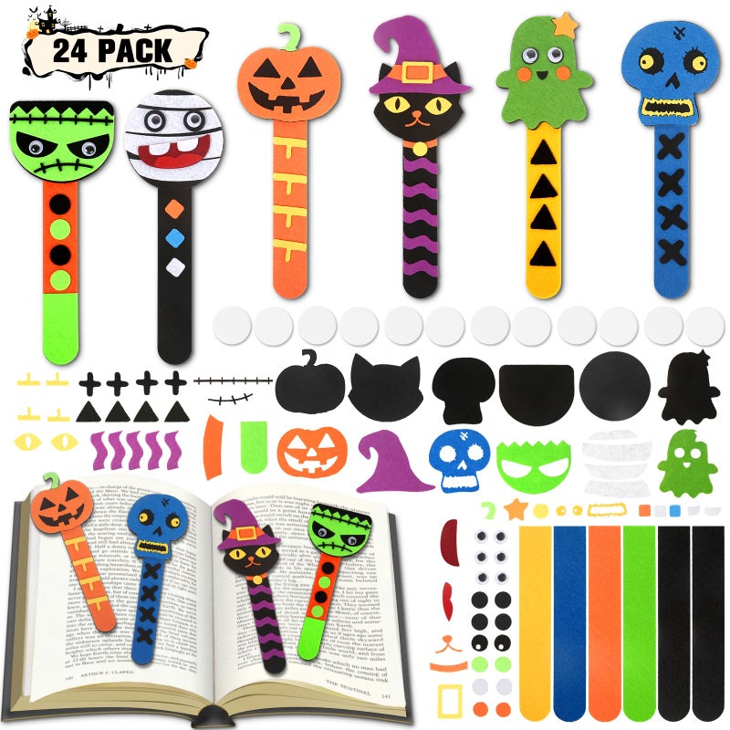 AuroTops 24pcs Halloween Bookmarks DIY Gifts Halloween Party FavorsHalloween Crafts for Kids Ages 48Classroom Prizes Crafts SuppliesHalloween Trick or Treating GoodieTreat Bags Gifts Fillers Bulk - Image 2