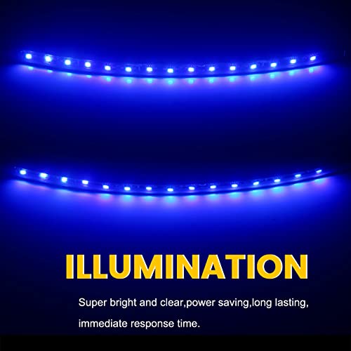 YM EBright أضواء جولف كارت زرقاء من إيفر برايت - أضواء شريط LED تحت السيارة للسفن والقوارب والدراجات النارية والكياك - داخلي وخارجي - شريحة 5050 - 15SMD - مقاومة للماء IP67 - DC 12V (عبوة من 4)  - Image 3