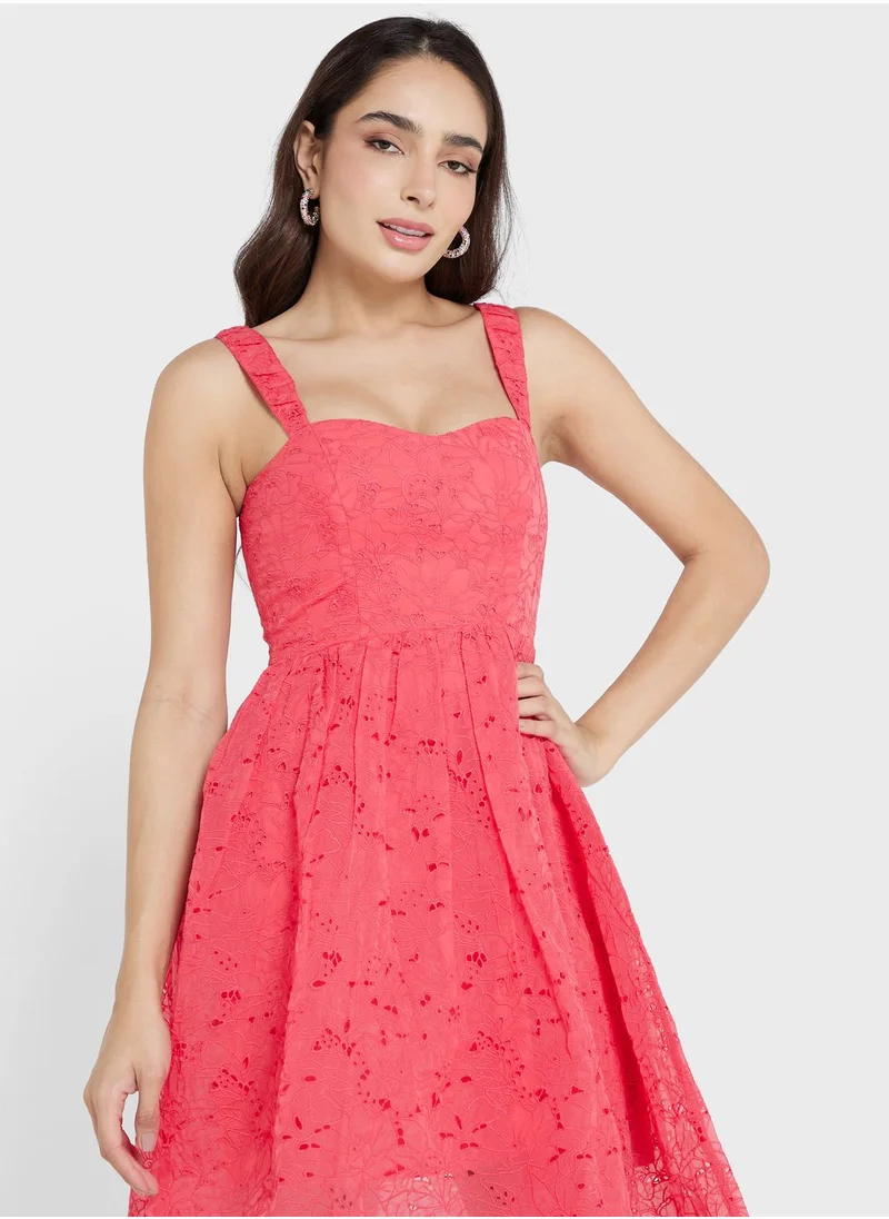 French Connection Embroidered Tiered Dress