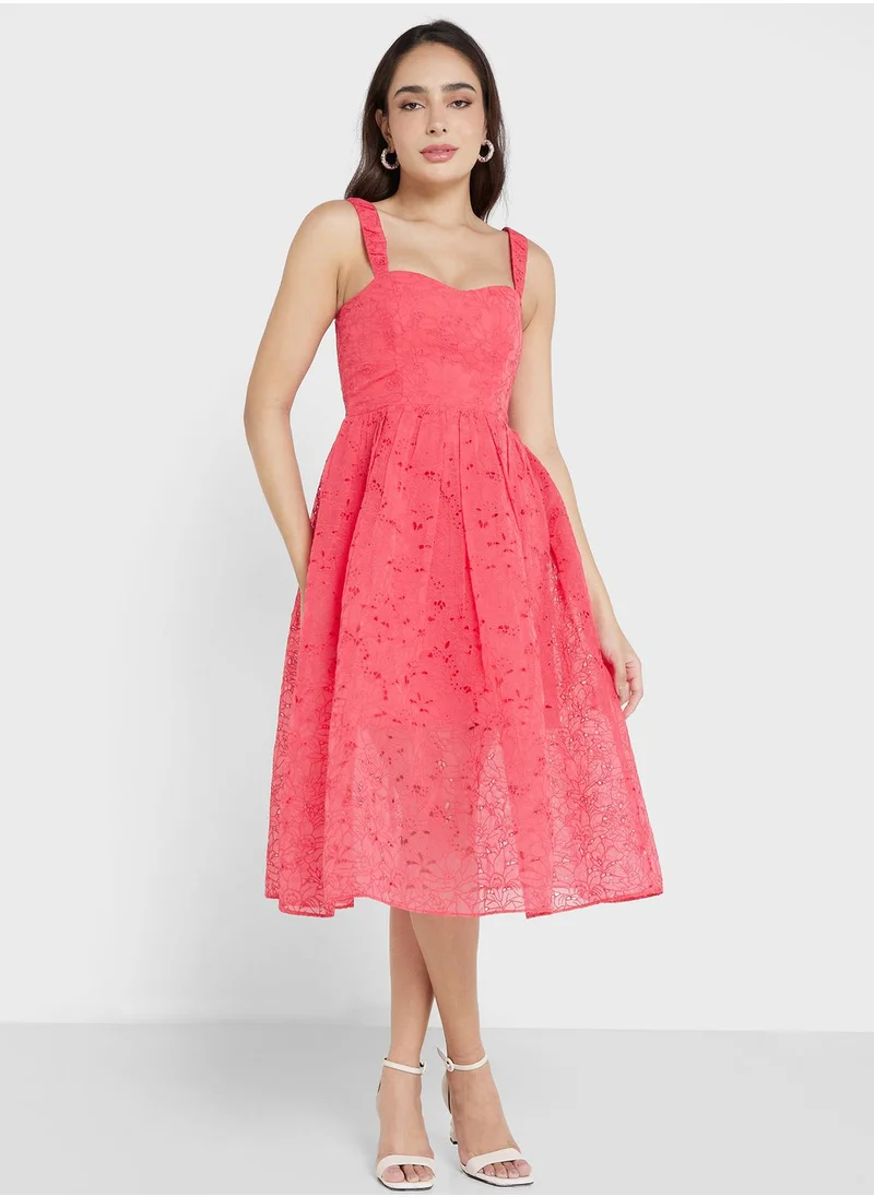 French Connection Embroidered Tiered Dress