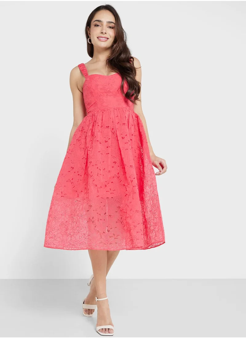 French Connection Embroidered Tiered Dress