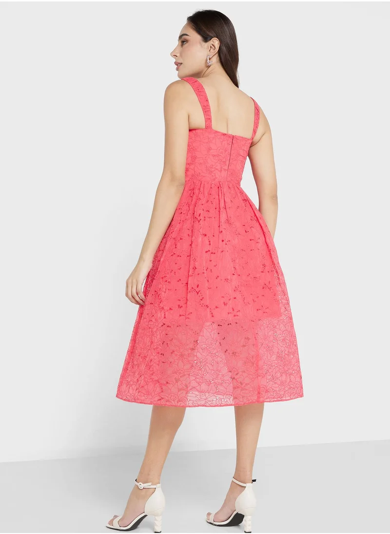 French Connection Embroidered Tiered Dress