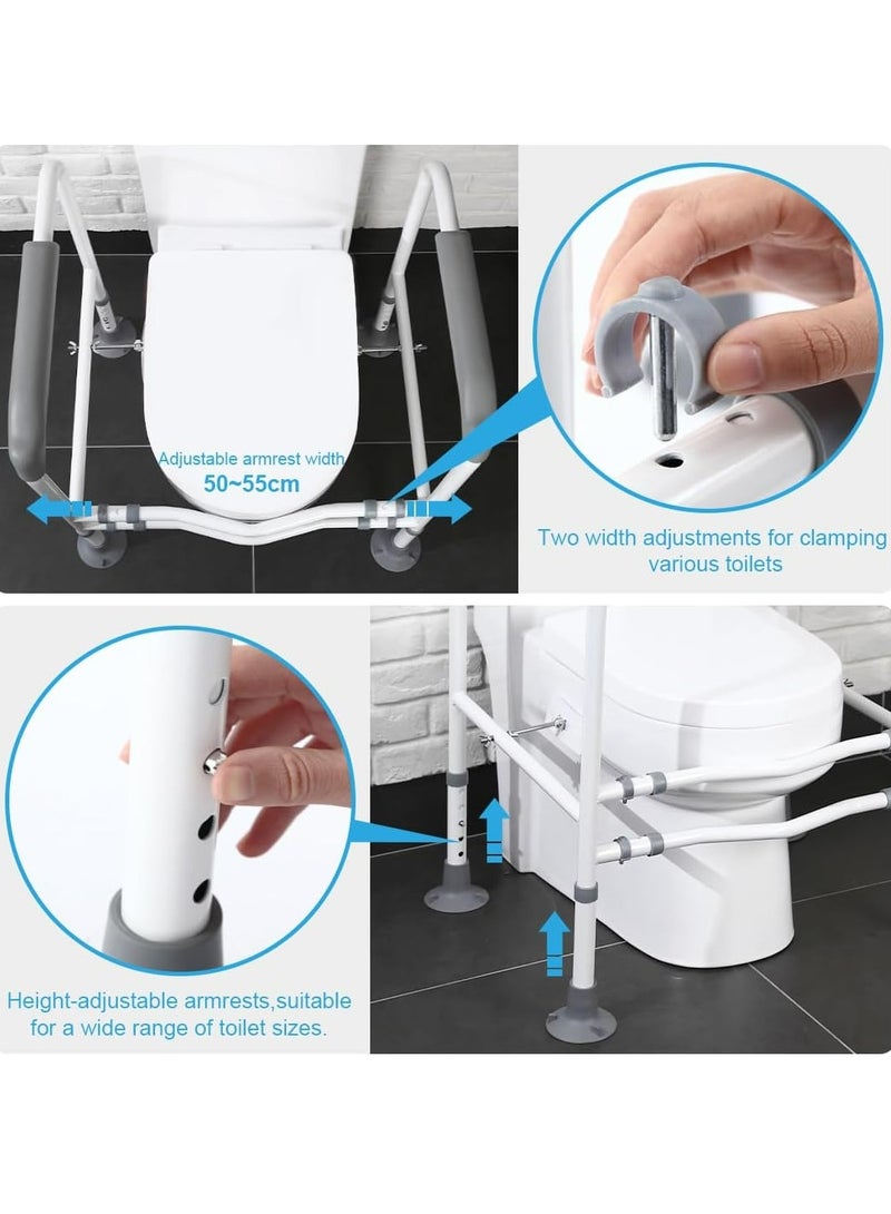 كول بيبي ستايل قضيب أمان المرحاض من كول بيبي لكبار السن، سهل التركيب، عرض وارتفاع قابلين للتعديل، إطار أمان للمرحاض، قضيب مساعد للحمام مع درابزين - Image 3