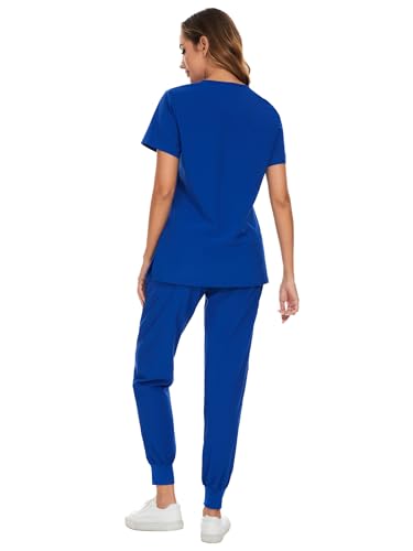 COZYFIT Scrubs for Women Set - Stretch V-Neck Scrub Top & Jogger Pant with 8 Pockets, Yoga Waistband, Anti Wrinkle, Slim Fit Women Scrubs - Image 3