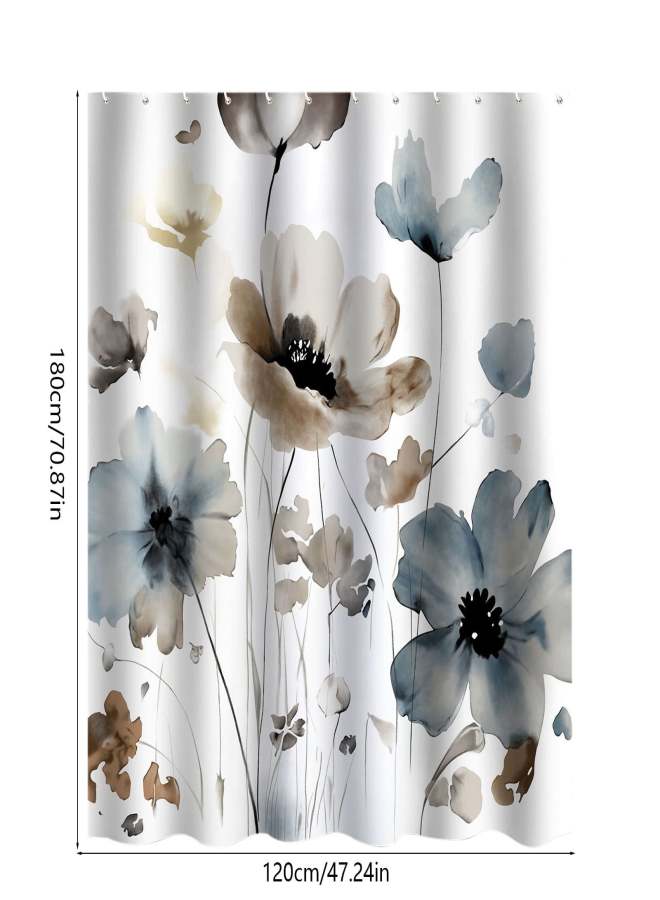 Printed waterproof polyester shower curtain (including 12 hooks) without punching 120x180cm color - Image 3