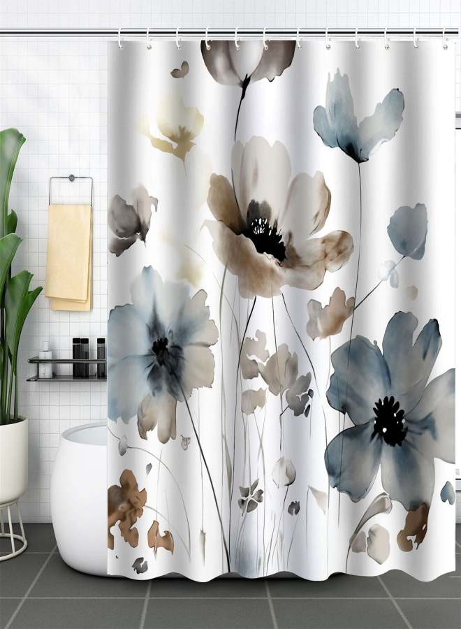 Printed waterproof polyester shower curtain (including 12 hooks) without punching 120x180cm color - Image 1