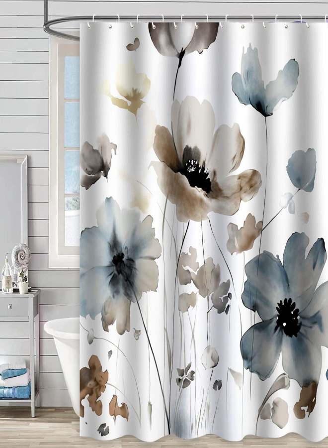 Printed waterproof polyester shower curtain (including 12 hooks) without punching 120x180cm color - Image 5
