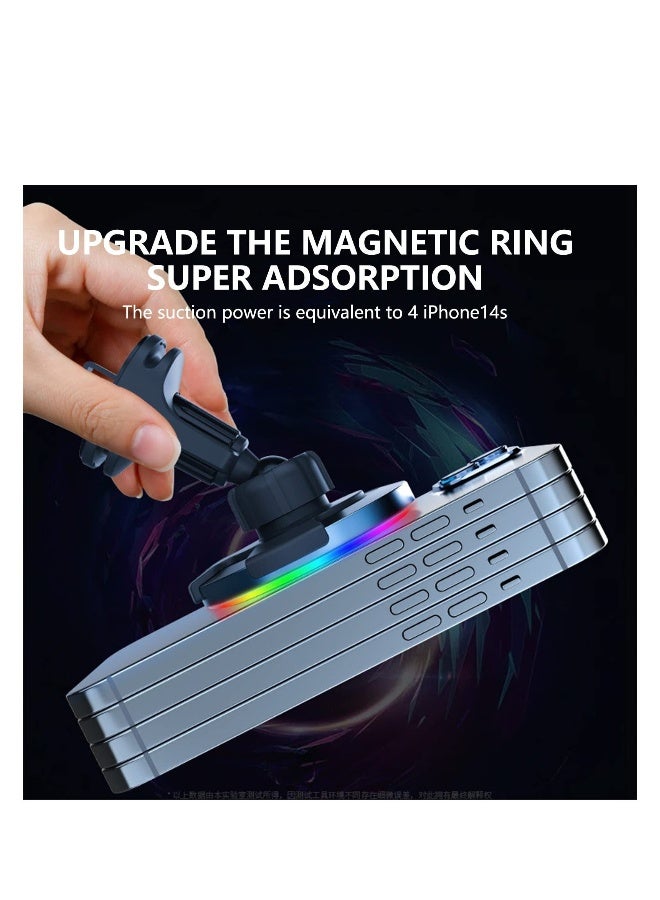 إسكدنيا شاحن سيارة لاسلكي 1 قطعة، شاحن سريع 15 واط مع ضوء زخرفي وإضاءة إيقاعية، حامل هاتف بتقنية التثبيت التلقائي يناسب هواتف iPhone 13/12/11/Pro/Mini/Xr/Xs/X/8، وSamsung S22/S22 - Image 3