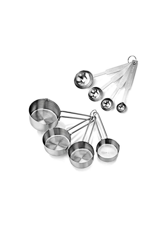 jaexest Stainless Steel Measuring Cups & Spoon Combo for Dry or Liquid/Kitchen Gadgets for Cooking & Baking Cakes/Measuring Cup Set Combo with Handles (Set of 4 Cups & 4 Spoons) - Image 1