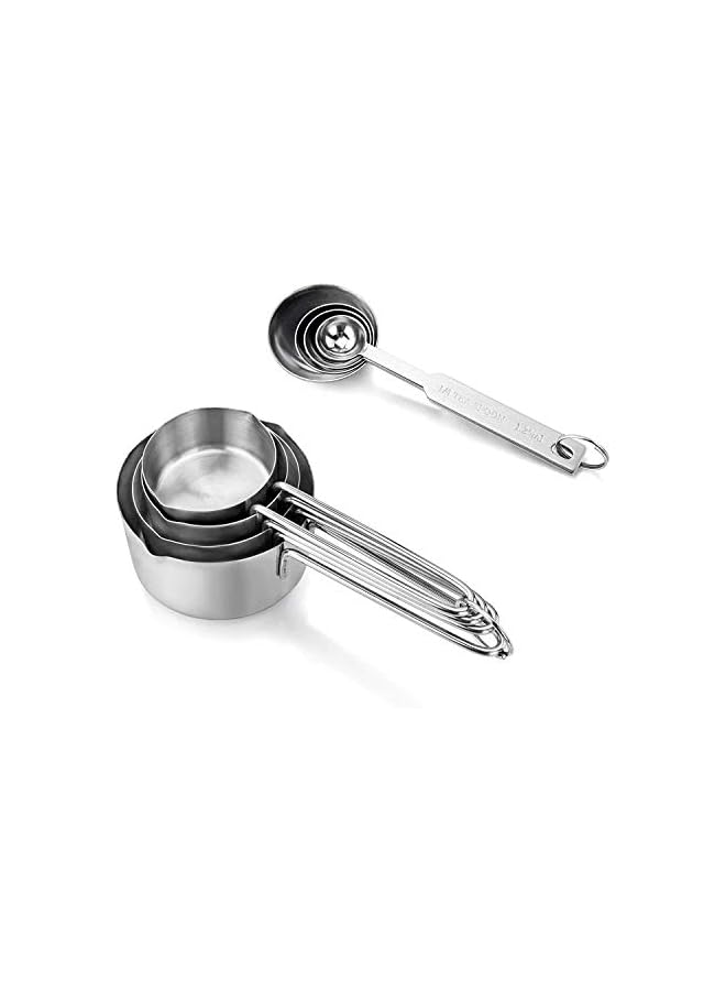 jaexest Stainless Steel Measuring Cups & Spoon Combo for Dry or Liquid/Kitchen Gadgets for Cooking & Baking Cakes/Measuring Cup Set Combo with Handles (Set of 4 Cups & 4 Spoons) - Image 2