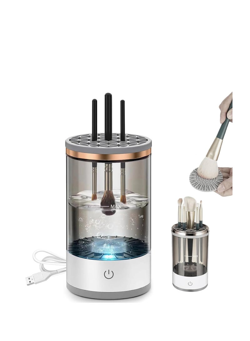 عام منظف ​​فرش الماكياج الكهربائي، 2024 منظف فرش الماكياج الكهربائي الجديد، آلة تنظيف فرش الماكياج الدوارة الأوتوماتيكية للتنظيف العميق لجميع أنواع الفرش، هدية رائعة لأصدقاء المكياج (أبيض) - Image 1