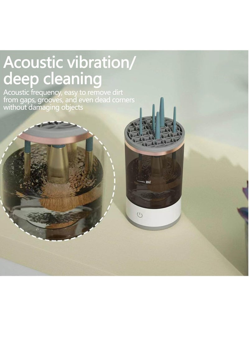 عام منظف ​​فرش الماكياج الكهربائي، 2024 منظف فرش الماكياج الكهربائي الجديد، آلة تنظيف فرش الماكياج الدوارة الأوتوماتيكية للتنظيف العميق لجميع أنواع الفرش، هدية رائعة لأصدقاء المكياج (أبيض) - Image 2