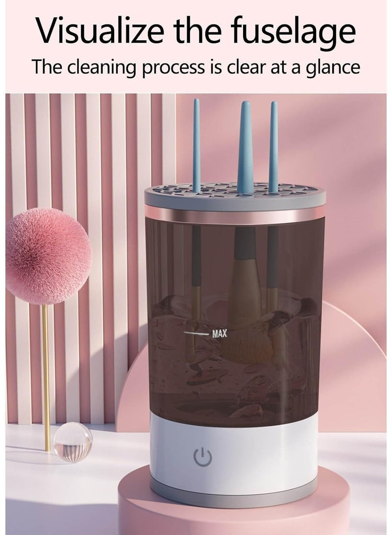 عام منظف ​​فرش الماكياج الكهربائي، 2024 منظف فرش الماكياج الكهربائي الجديد، آلة تنظيف فرش الماكياج الدوارة الأوتوماتيكية للتنظيف العميق لجميع أنواع الفرش، هدية رائعة لأصدقاء المكياج (أبيض) - Image 3