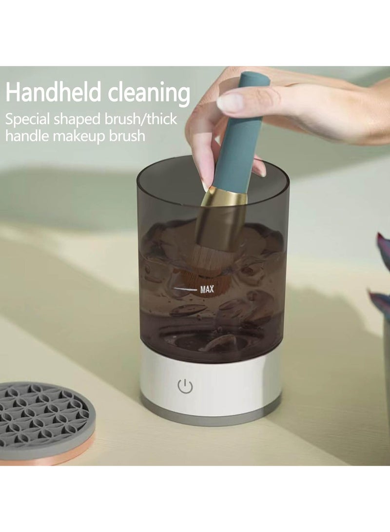 عام منظف ​​فرش الماكياج الكهربائي، 2024 منظف فرش الماكياج الكهربائي الجديد، آلة تنظيف فرش الماكياج الدوارة الأوتوماتيكية للتنظيف العميق لجميع أنواع الفرش، هدية رائعة لأصدقاء المكياج (أبيض) - Image 4
