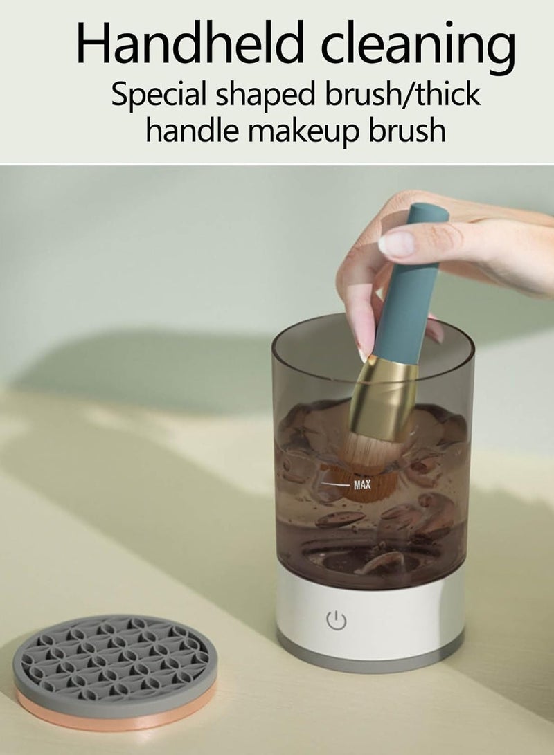 عام منظف ​​فرش الماكياج الكهربائي، 2024 منظف فرش الماكياج الكهربائي الجديد، آلة تنظيف فرش الماكياج الدوارة الأوتوماتيكية للتنظيف العميق لجميع أنواع الفرش، هدية رائعة لأصدقاء المكياج (أبيض) - Image 5