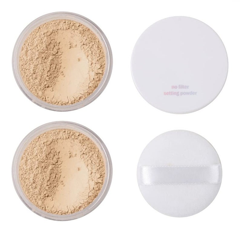 2 Pack PHOERA Setting Powder Control Oil Brighten Skin Color Cover Blemish Face Setting Loose Powder 02 Cool Beige