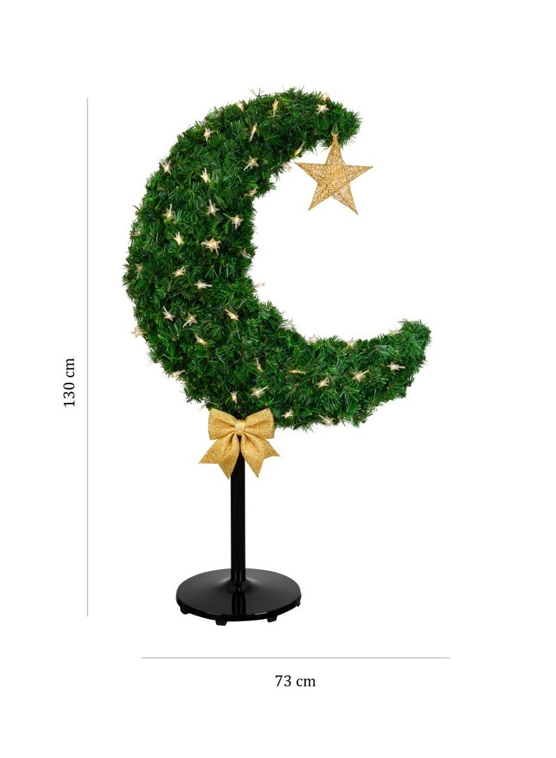 هلالفل حامل شجرة ديكور أخضر من هلال فول مع أضواء LED | ديكور معدني داخلي لغرفة النوم، غرفة المعيشة، الصالة | مثالي لرمضان، عيد الفطر، حفلات الزفاف، والذكرى السنوية | ارتفاع 120 سم | أخضر - Image 2