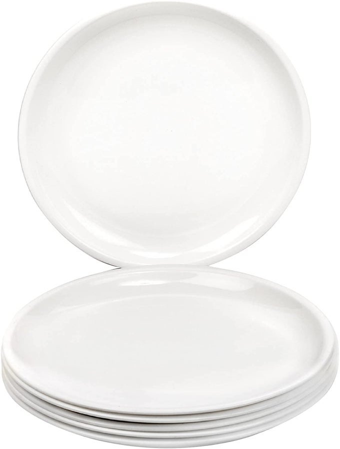 ACRYLIC FULL DINNER PLATES SET OF 6 WHITE
