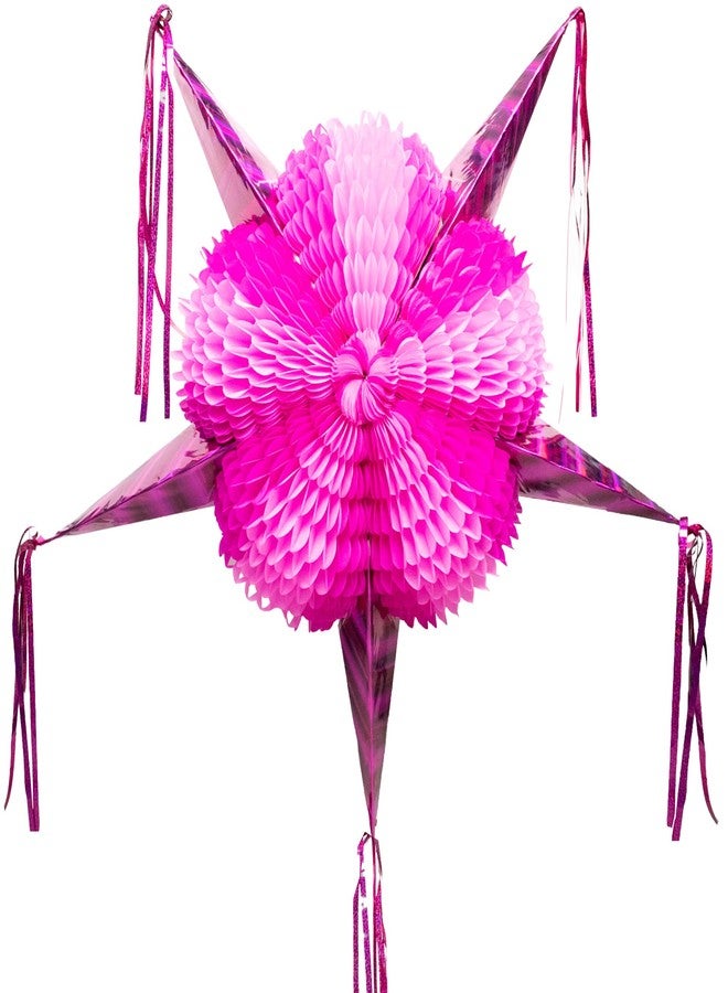 FIESTA WRAPS Pink Mexican Piñata (Large 32 inches) - Authentic Handmade Foldable Large Pinata for Birthday Party - All Pink Star Pinata - Piñatas para Cumpleaños - Fiesta Piniata - Cinco de Mayo Pinatas - Image 1