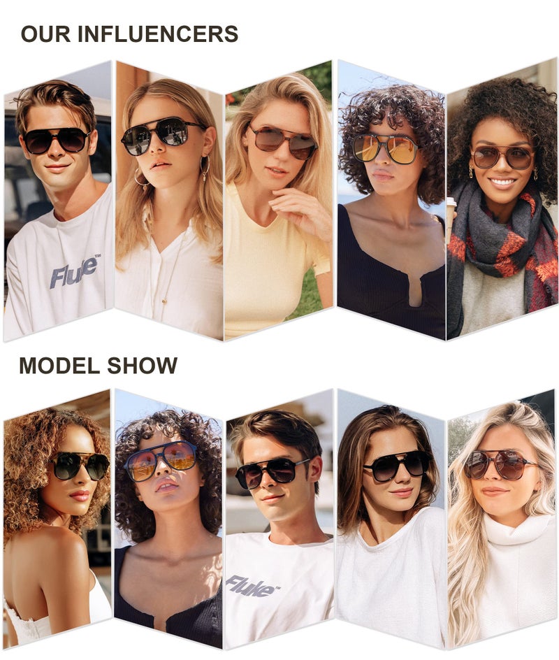 SOJOS Retro Polarized Aviator Sunglasses for Women Men Classic 70s Vintage Trendy Square Aviators SJ2174, Black/Dark Yellow Tint - Image 3