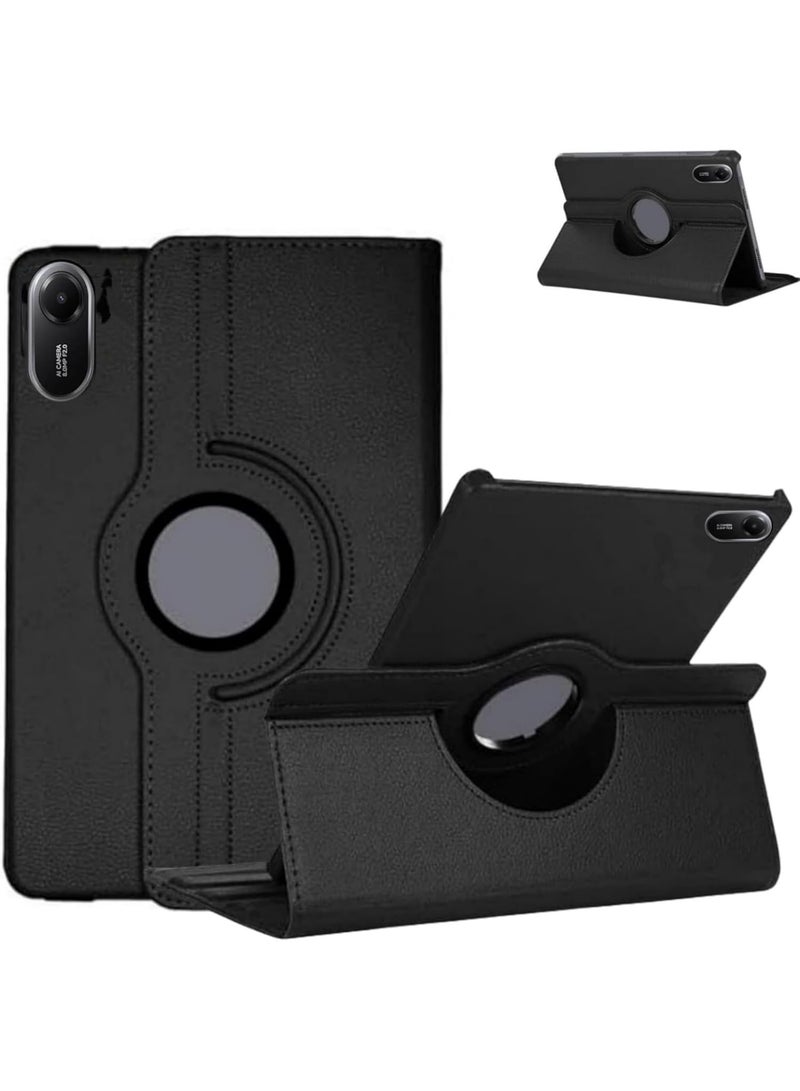 غطاء متوافق مع Redmi Pad 2 مقاس 11 بوصة 2025، غطاء نحيف دوار متعدد الزوايا 360° مع خاصية الاستيقاظ والنوم التلقائي من جلد PU وظهر صلب مقاوم للصدمات (أسود) - Image 1