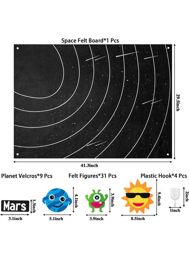YelaJoy 44Pcs Outer Space Felt Story Board Set 3.5 Ft Solar System Universe Storytelling Flannel Interactive Play Kit with Hooks Astronaut Planets Alien Galaxy Reusable Wall Hanging Gift for Boys Girls - Image 5