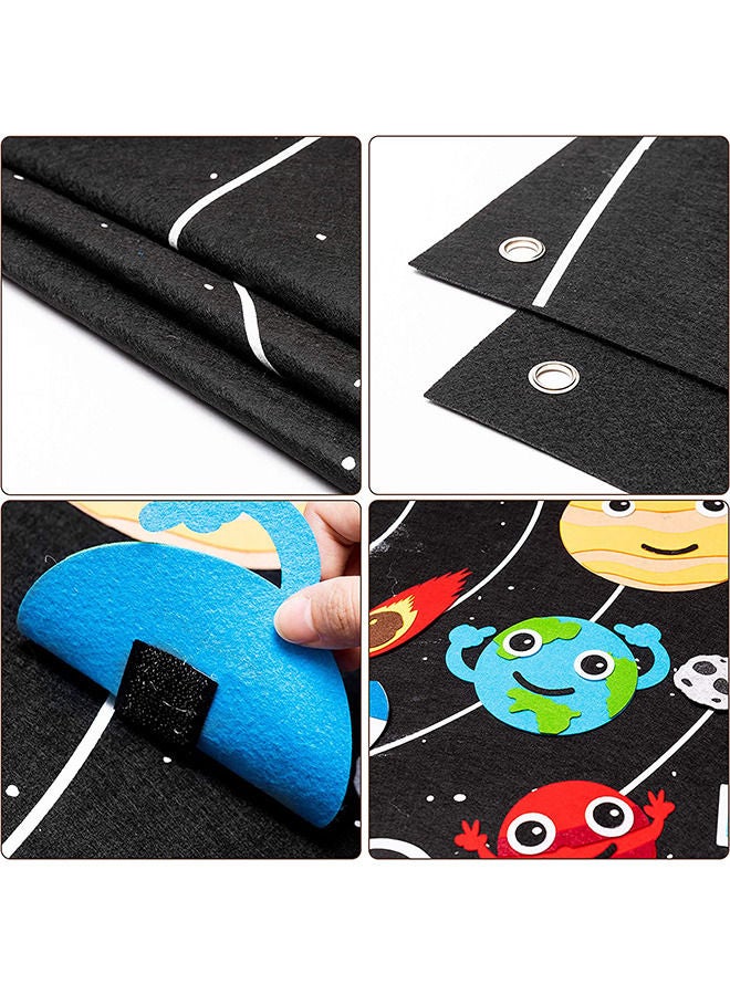 YelaJoy 44Pcs Outer Space Felt Story Board Set 3.5 Ft Solar System Universe Storytelling Flannel Interactive Play Kit with Hooks Astronaut Planets Alien Galaxy Reusable Wall Hanging Gift for Boys Girls - Image 3