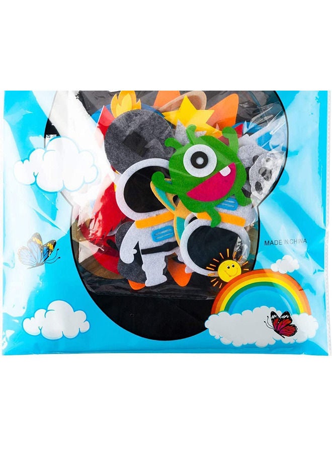 YelaJoy 44Pcs Outer Space Felt Story Board Set 3.5 Ft Solar System Universe Storytelling Flannel Interactive Play Kit with Hooks Astronaut Planets Alien Galaxy Reusable Wall Hanging Gift for Boys Girls - Image 4