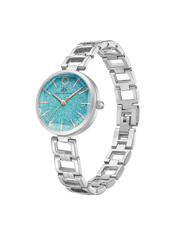 KENNETH SCOTT Kenneth Scott Women's PC21 Movement Watch, Analog Display and Alloy Strap - K23514-SBSL, Silver