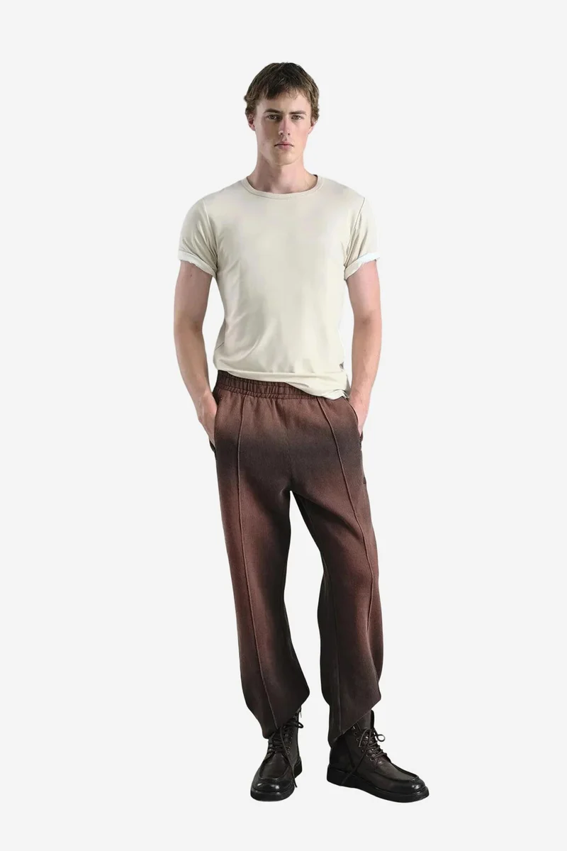 Giesto Coffee Brown GIESTO Mid Waist Knit Pants for Men | Best Price UAE