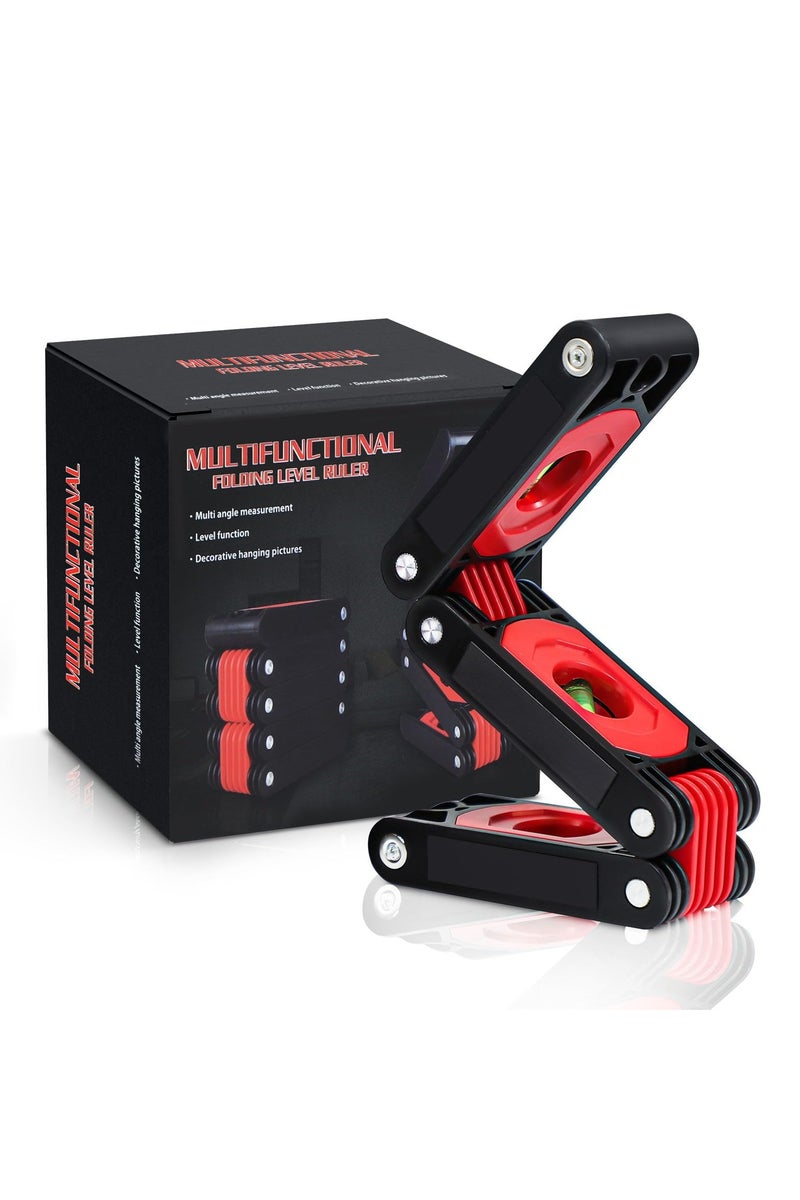 CMGTYYD. مقياس مستويات قابل للطي مقاس 14 بوصة، مقياس مستويات مطوية مغناطيسية، مقياس مستويات طوربيد متعدد الزوايا مع 3 فقاعات أفقية، 45 درجة / 90 درجة / 180 درجة، مقياس مستويات للرسومات والجدران والأنابيب - Image 1