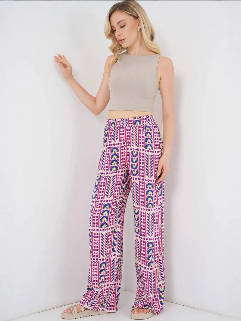 BIG DART BDART High Waist Geometric Striped Palazzo Pants