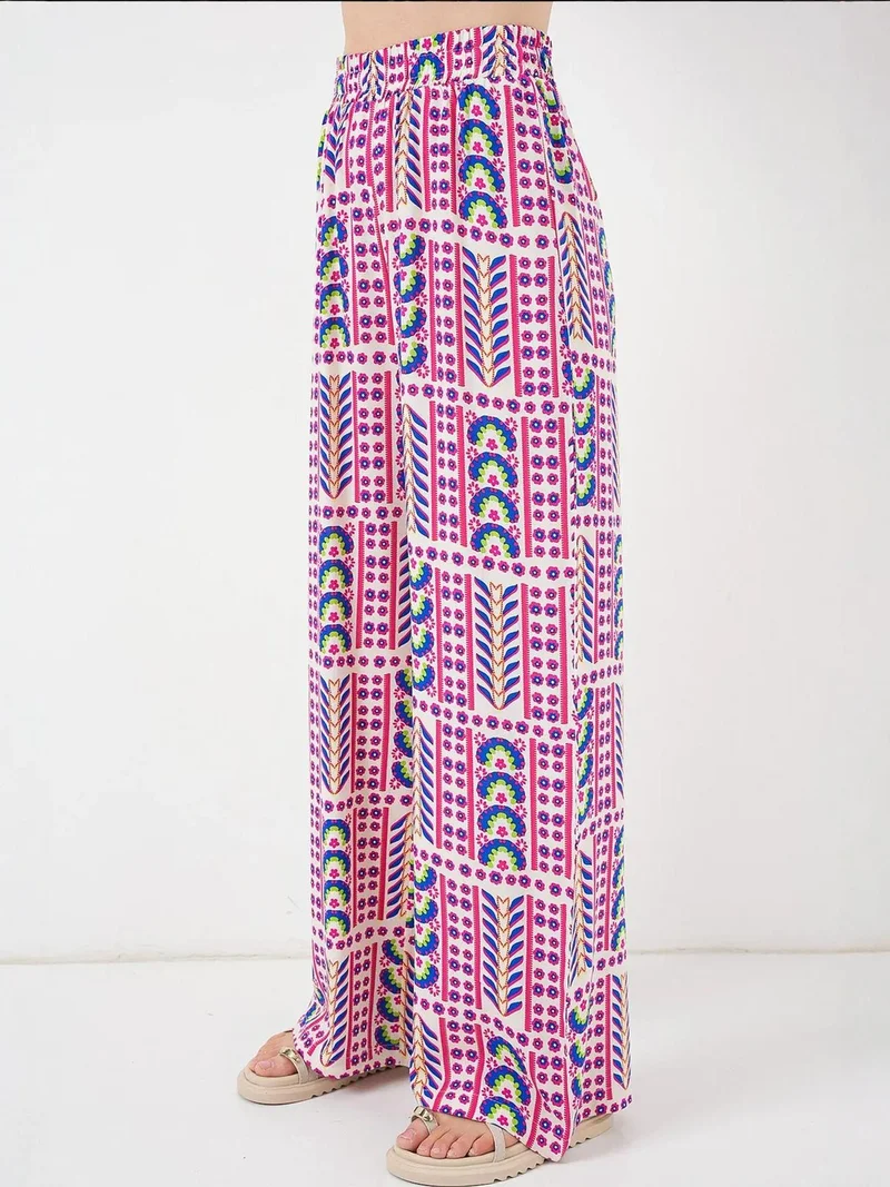 بيغ دارت بنطلون بالازو مخطط هندسي بخصر عالٍ من