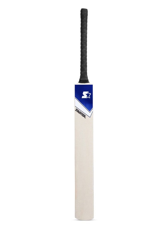 Starter Poplar Willow Cricket Bat with Poplar Handle Wood for Tennis Ball- 13+ Years Kids- Full Size - Blue & White - Image 1