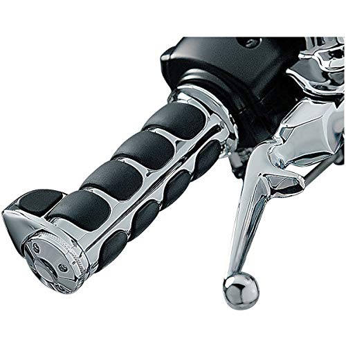 Kuryakyn 6342 Premium ISO Handlebar Grips with Contoured Throttle Boss for Dual Cable Throttle Control: 1982-2019 Harley-Davidson Motorcycles, Chrome, 1 Pair - Image 4